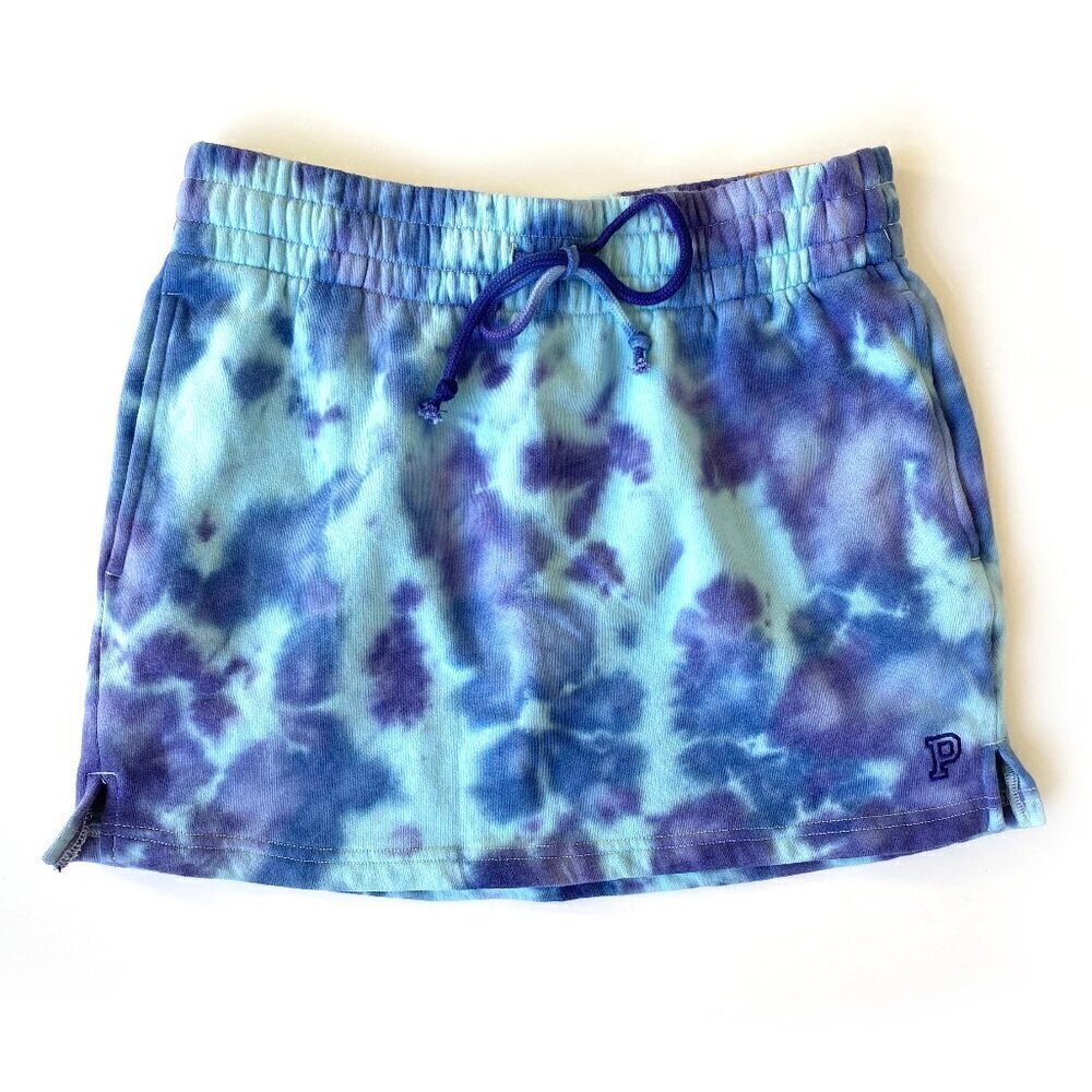 NWT Victoria’s Secret PINK Mini Fleece Skirt Blue Purple Tie Dye Size S